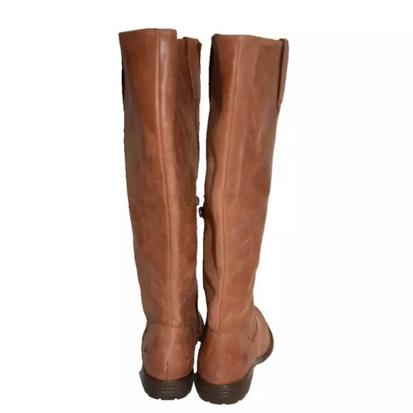 New BORN Shaunie Cognac Leather Knee High Boots Wide Calf WC 7 M Br0040857 DD447 - Picture 5 of 7